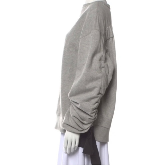 Dries Van Noten Bateau Neckline Sweatshirt with ribbon ties cinched sleeves gray - Picture 9 of 17